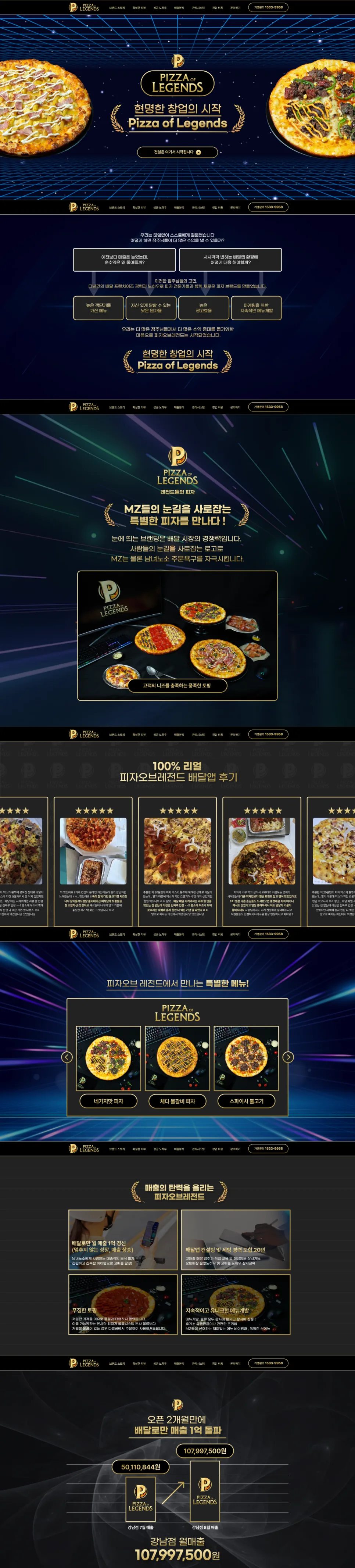 피자 프랜차이즈 고객모집 랜딩페이지 제작 | PIZZA of LEGENDS 피자오브레전드