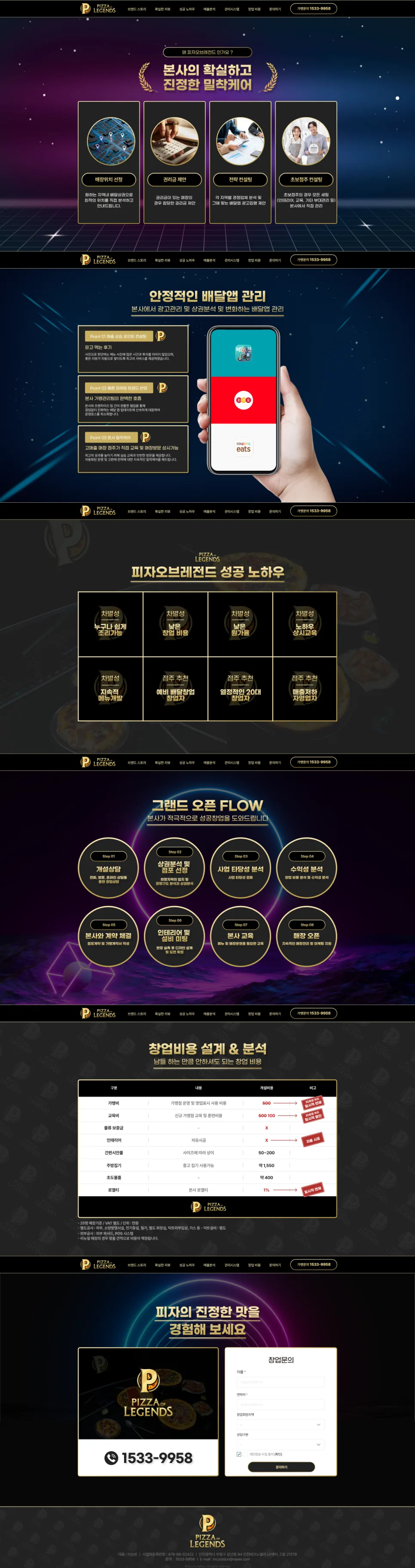 피자 프랜차이즈 고객모집 랜딩페이지 제작 | PIZZA of LEGENDS 피자오브레전드