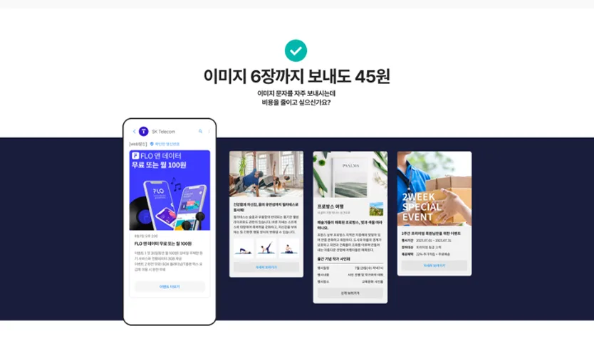 메시징 서비스 웹사이트 제작 RCS 메시징 서비스 랜딩페이지 구축 사례