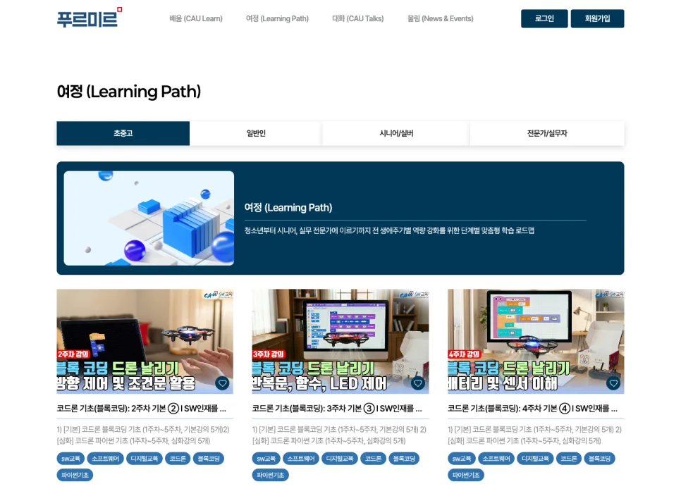 중앙대학교 푸르미르 홈페이지 | 배움의 가능성을 넓히는 AI·SW 교육 플랫폼